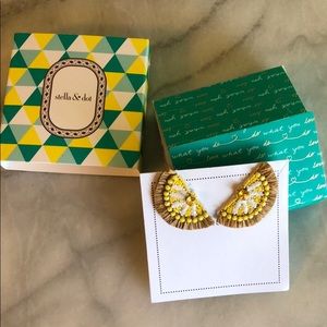 Stella & Dot Embroidered Lemon Earrings